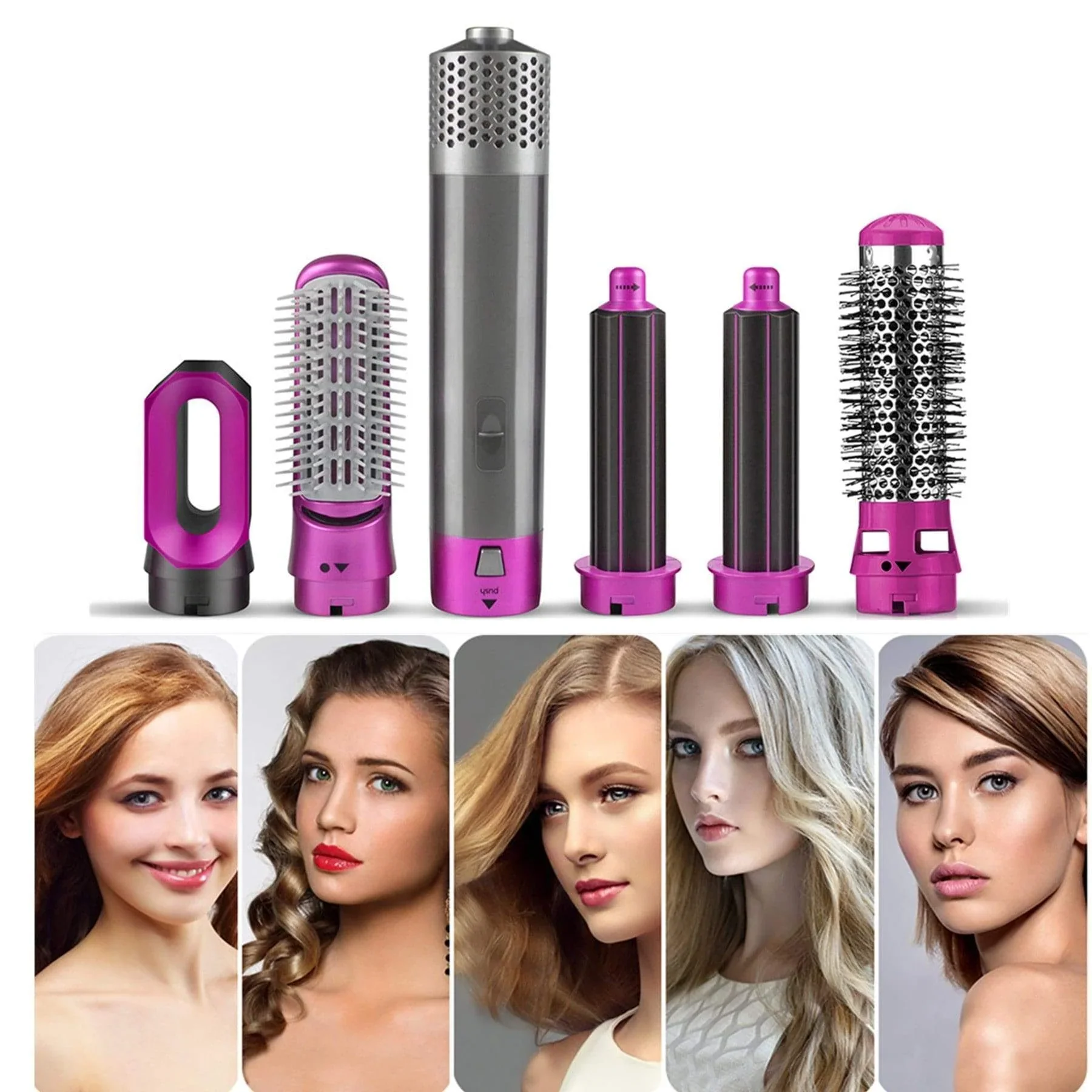 Muti-Functional 5 IN 1 Hair Styling Tool Detachable Hot Air Brush Hair Dryer with Comb